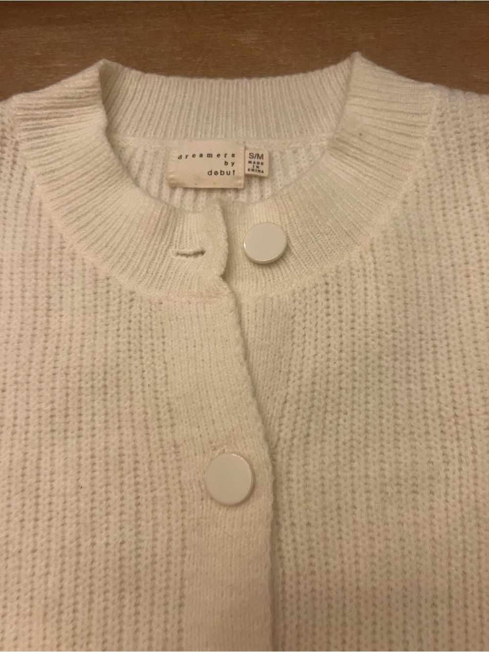 Cream Button-Front Ribbed Cardigan Sweater - Picture 2 of 2